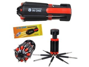 Śrubokręt 8w1 z latarką LED