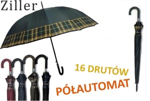 ELEGANCKI KOLOROWY PARASOL Z WYGIĘTĄ RĄCZKĄ ZILLER